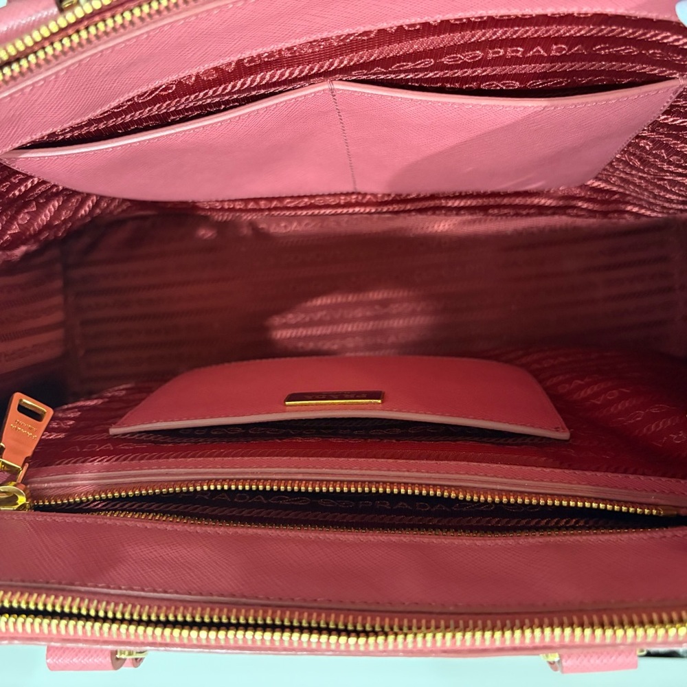 Authentic Prada Saffiano Leather Double Zip Pink Galleria Tote Bag - Picture 9 of 10